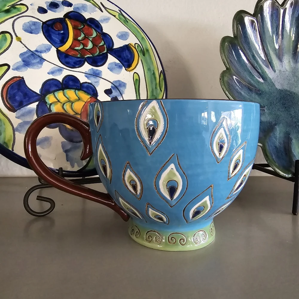 Pier 1 Imports Hand-Painted Coffee Cup Extra Large
